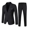 Comercio Exterior Transfronterizo Caliente en stock Traje traje talla extra Corte ajustado Color liso Vestido Traje casual para hombre Traje de dos piezas