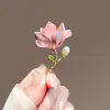 Broche Abanico Flor Peonía Perla Elegante Antiguo Mujer Guofeng Retro Flor Ramillete Accesorios Traje Pin de Alta Gama