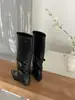 Botas largas de estilo europeo y americano con hebilla de metal, pierna ancha adelgazante, punta fina, tacón grueso, en colores blanco, negro y café, para mujeres adultas, versión coreana