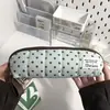 Estojo de lápis com bolinhas pretas, bolsa de lápis portátil estilo ins para estudantes, bolsa fofa de armazenamento de material escolar estilo japonês para meninas