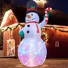 Luz de Disco Sosteniendo Bastón de Caramelo Usando Sombrero Muñeco de Nieve Clásico Exterior Navideño Adornos Inflables Cruzados Vestido
