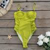 Maiô Peça Única Sem Mangas Tomara-que-caia para Mulheres 2026 Novo Cor Sólida Franzido Bandeau Triângulo Roupa de Banho Comércio Exterior Transfronteiriço Aliexpress