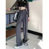 Pantalones Casuales de Pierna Ancha con Cintura Elástica para Mujer Primavera 2023 Nuevos Versátiles de Cintura Alta con Caída Pantalones Rectos de Traje Pantalones Adelgazantes