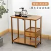 Mesa de té pequeña móvil estilo chino, mueble de té moderno para sala de estar, mesa de té con hervidor automático integrado, mesa de té hecha de bambú