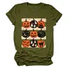 Amazon eBay sitio independiente moda casual versátil mujer nueve calabaza fantasma murciélago gato negro cuello redondo manga corta