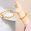 Pulseira de Cristal Pixiu de Cristal Morango Natural Corda Amarela Cristal Amarelo Cristal com Cabelos Dourados Pulseira para Meninas de Luxo Leve Atacado