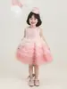 Vestido de Verano Nuevo con Malla Degradada de Princesa para Niñas Wulibu, Fresco sin Mangas, Vestido de Performance con Lentejuelas