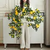Vime de Rosa Artificial Pendurado na Parede Decoração de Flor Falsa Decoração de Parede Planta de Orquídea Pendurada Vime