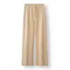 Pantalones de Punto de Lana Fina de Pierna Ancha con Cordón de Cintura Alta Nuevos de Otoño para Mujer, Pantalones Casuales Delgados, Pantalones Rectos Sueltos