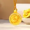 Pendente Bússola Pixiu Popular Estilo Antigo Banhado a Ouro com Diamantes da Xiaohongshu, Colar Rotativo Moda Retrô, Joias Meilong