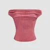 Verano Nuevo Cuadros Dulces Patchwork Cuadrado Francés Sexy Hombros Descubiertos Espalda Descubierta Estilo Chica Picante Camiseta sin Mangas Mayoreo