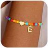 Novedad Pulsera de Color con Inicial para Mujer Moda Pulsera de Corazón con Cuentas y Inicial Joyería de Mano Ajustable Dibujos Animados