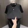 Novedad de Verano Bordado Floral Camisa POLO Moda Versátil Transpirable Cuello Solapa Manga Corta para Hombre Ajuste Delgado