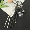 Bolsa para Accesorios de Cámara Pequeña Estilo Mismo que la Blogger de Instagram Colgante de Cuerda Trenzada Serie Miu Negro Llavero Colgante de 8 Bolas de Billar