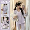 Algodão Nuvem de Alta Qualidade Outono/Inverno Estilo Celebridade da Internet Igual 2026 Pijama para Mulheres Conjunto de Roupa de Casa de Manga Longa de Alta Qualidade Pode Ser Usado ao Ar Livre