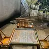Mesa de Bambu para Pátio Retrô, Cadeira de Bambu Comercial, Mesa de Bambu Antiga, Mesa Quadrada para Exterior, Mesa de Chá, Móveis de Bambu