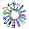 Tiradores de Cremallera Coloridos Personalizados, 15 Estilos de Pestañas de Cremallera Elegantes de Aleación de Zinc, Accesorios para Equipaje, No. 5 Cabezales de Cremallera Metálicos Iridiscentes Electrochapados