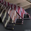 Gravata Formal Business Casual JK Costurada à Mão Listrada Largura 8cm Unissex Poliéster Seda 1200 Fios Gravata de Pescoço Atacado