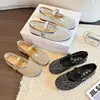 Zapatos Mary Jane Cuadrados Retro con Hebilla de Pedrería para Mujer, Zapatos Planos Cómodos de Suela Suave para el Trabajo, Sandalias Estilo Hada Famosas en Internet