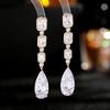 Lujo Ligero y Elegantes Aretes de Industria Pesada Trendy Franceses de Alta Gama con Zirconias Incrustadas Vestido de Cena con Aretes Largos de Gota de Agua