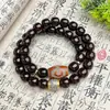 Pulsera de Cuentas Bodhi de Nueve Ojos para Hombre Corazón de Azúcar Material Viejo Bodhi Rosario de Doble Círculo Placa para Rosario Jugar Cuentas de Buda Jugar Pulsera