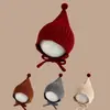 Gorro de Elfo Tejido para Bebé Otoño e Invierno Engrosado Cálido Protección para Orejas Cortavientos Gorro Tipo Pulóver Rojo Lindo Gorro para Bebé y Niños