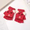 Guantes de dedo medio para niños otoño e invierno niños medio dedo cálidos lindos estudiantes de primaria escritura guantes de punto de doble propósito al por mayor