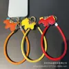 Presente Ano Novo Zodíaco Lanyard para Celular Couro Pônei Cor Sólida Tira de Couro Versátil Pingente de Bolsa Chaveiro Tira de Corrente para Celular