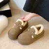 Se pueden agregar zapatos Birkenstock de terciopelo para mujer, nuevo estilo otoño e invierno, suela gruesa, botas de nieve, suela gruesa, zapatos cálidos de algodón afelpado, antideslizantes