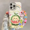 Adecuado para carcasa de teléfono Apple 17PRO con patrón de concha, sandía de dibujos animados, cadena colgante de cuentas de arcoíris, carcasa anticaída para iPhone 18