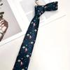 Traje Casual de Moda para Hombre con Bordado de Patrón Animal Pequeño Azul y Negro, Corbata de 7 cm Anudada a Mano, Estilo Británico, Boda