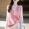 Chaleco de punto estilo francés para mujer, cuello en V, sin mangas, de lana, adecuado para el trabajo, cálido y se puede usar en capas como prenda exterior