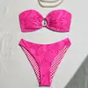 2025 transfronteiriço Europa e Estados Unidos biquíni sexy feminino moda top tomara que caia estampa acessórios de concha pequena em estoque atacado