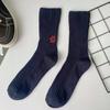 Meia masculina de cano médio cityboy, fio grosso, ins, tendência, bordado inglês, meias japonesas, masculina, primavera e outono, absorvente de suor, respirável, cor sólida
