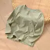 Categoria a Camiseta Henley de Algodão Lavado Infantil, Camiseta Básica de Manga Longa para Meninos e Meninas, Crianças Tamanho Médio e Grande, Roupa Infantil para Primavera e Outono