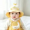 Chapéu de Pescador de Urso Desenho Animado para Bebê Primavera Outono Fino Proteção Solar Fofo Versátil Chapéu de Bebê