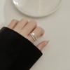 Anel Feminino Love Rocky em Prata S925 com Linha Oca, Pérola Microincrustada, Estilo Japonês e Coreano, Joia Doce Aberta J9379