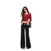 2 Colores 26 Estilos Nuevos Estilo Perezoso Americano Tiro Bajo Chica Caliente Gama Alta Holgado Adelgazante Microcampana Pantalones de Traje Mujer Dropshipping