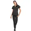 TEMU Roupa de Lavar à Mão com Zíper Fino na Gola Cor Sólida Roupa de Trabalho para Médico, Enfermeiro, Recepção de Hospital Terno de Lavar à Mão