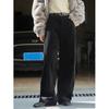 Pantalones Casuales de Pana de Moda Estilo Coreano Lu Fu para Invierno, Estilo Perezoso, Rectos, Holgados, Aspecto Adelgazante, Pantalones Cálidos para Mujer, Gruesos