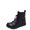 Botas de Moda con Suela de Plataforma Retro de Cuero Suave para Mujer 2026 Botas de Nuevo Estilo Otoño e Invierno Botas de Algodón con Forro de Lana Suela Suave Botas Casuales para Mamá