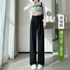 Pantalones de traje de pierna ancha para mujer para primavera, otoño y verano 2026, nuevos de corte slim, cintura alta, elegantes y fluidos, pantalones rectos negros