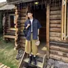Camisa de Mezclilla Vintage Lavada Retro Japonesa de Manga Corta para Hombre, Verano Delgada Elegante Cuello Campana Ropa de Trabajo Manga Media Moderna