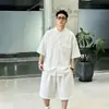 Camisa de manga corta de verano para hombre, corte holgado, talla grande, camiseta de manga corta con cuello redondo de seda de hielo, atuendo casual elegante para hombre