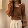Camisa básica elegante de corte entallado para mujer, suéter falso de dos piezas, camisa de punto, otoño 2024