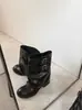 Botines vintage de cuero para mujer 2026 nuevos pantalones de vestir ajustados botas vaqueras versátiles con hebilla de cinturón botas de motociclista