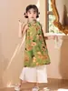 Vestido para Niñas 2026 Verano Nuevo Estilo Sin Mangas Hombros Descubiertos Qipao Cuello Halter Nuevo Estilo Chino Vestido de Verano Ropa Infantil
