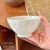 Cerámica de Color Crema Estilo Curativo Flor de Cerezo Vajilla de Cerámica Plato de Cerámica Repujado para Uso Doméstico, Plato Individual para Desayuno Postre, Plato para Aperitivos