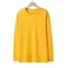 Camiseta de Manga Longa 180g de Algodão Penteado para Primavera e Outono, Cor Sólida, Gola Redonda, Camada Base Versátil, Moletom Oversized de Manga Curta Liso, Unissex