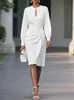 Vestido de Otoño con Temperamento Color Sólido Cintura Fruncida Cuello Redondo Hueco para Mujer, Estación Independiente de Amazon Europeo y Americano 2026
